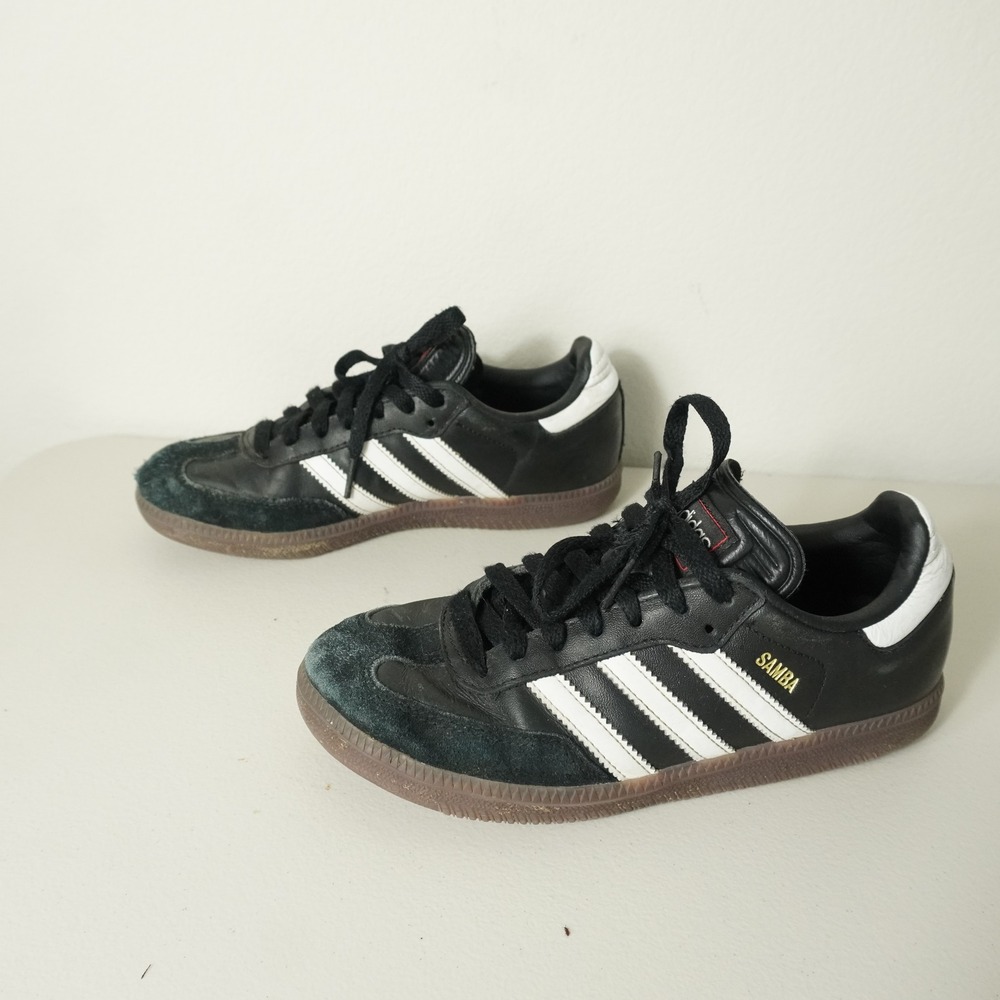 Adidas Samba Sneakers Youth 4 Black White‎ Gum Leather Suede Indoor Soccer Shoes - Picture 2 of 7